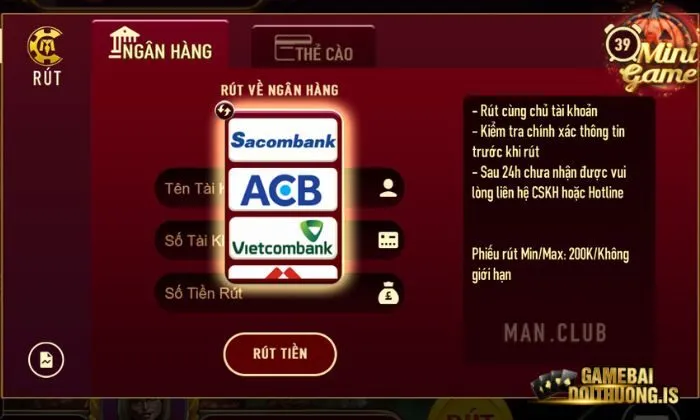 Rút tiền nhanh chóng và thuận tiện
