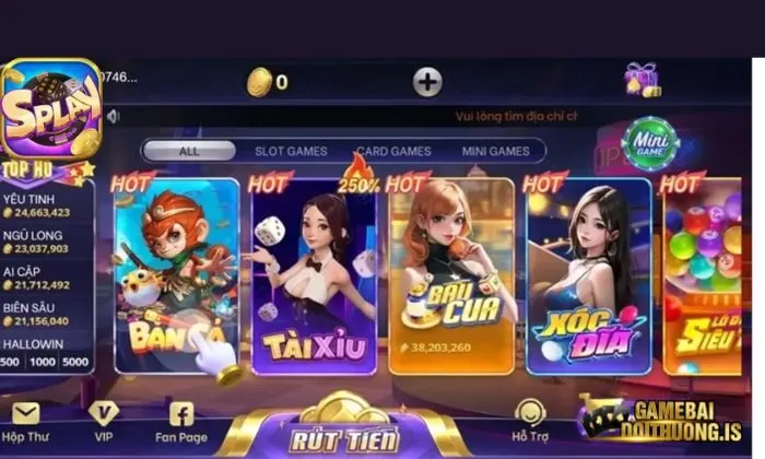 game bài đổi thưởng Splay Giao diện game với thiết kế tinh tế, màu sắc hài hòa