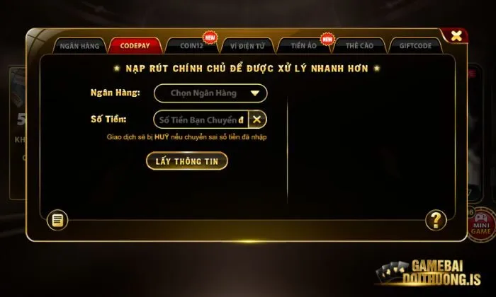 game bài đổi thưởng Yo88 Các bước nạp tiền vào tài khoản game Yo88 chi tiết
