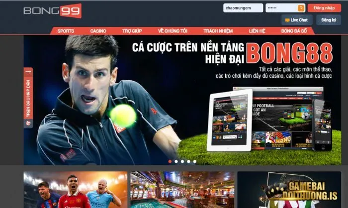 Giao diện Bong99 cực chất