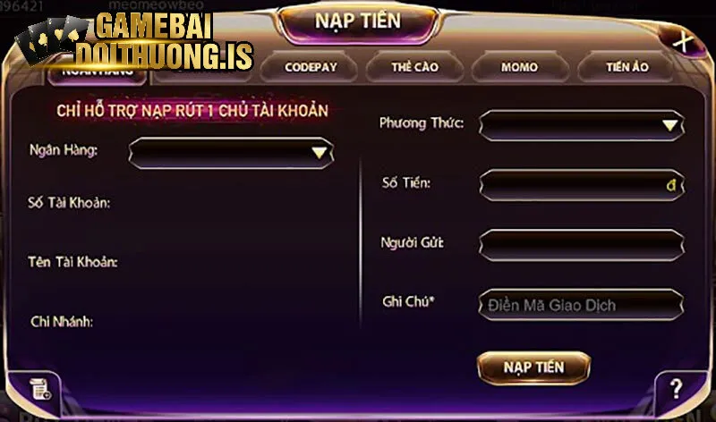 Nạp tiền tại cổng game Sunwin